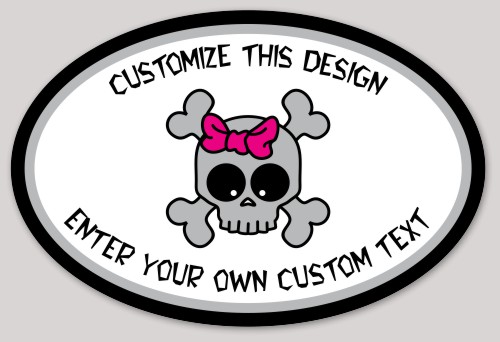 Template TemplateId: 11506 - skeleton scary gothic crossbones skull decorative oval girl bow pink punk
